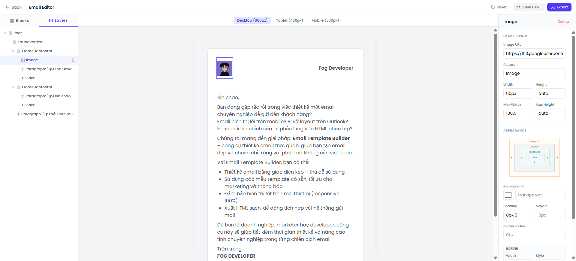 FogMailMan Email Template Builder Preview